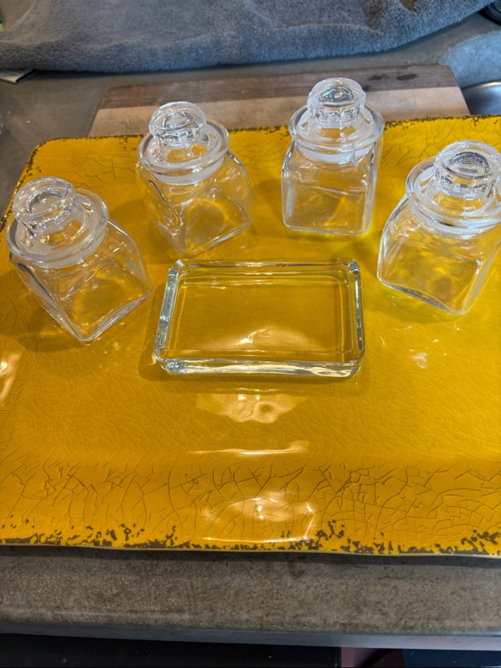 VintageAnthropology Jars and glass dish. Found these in my moms bar after 20yrs